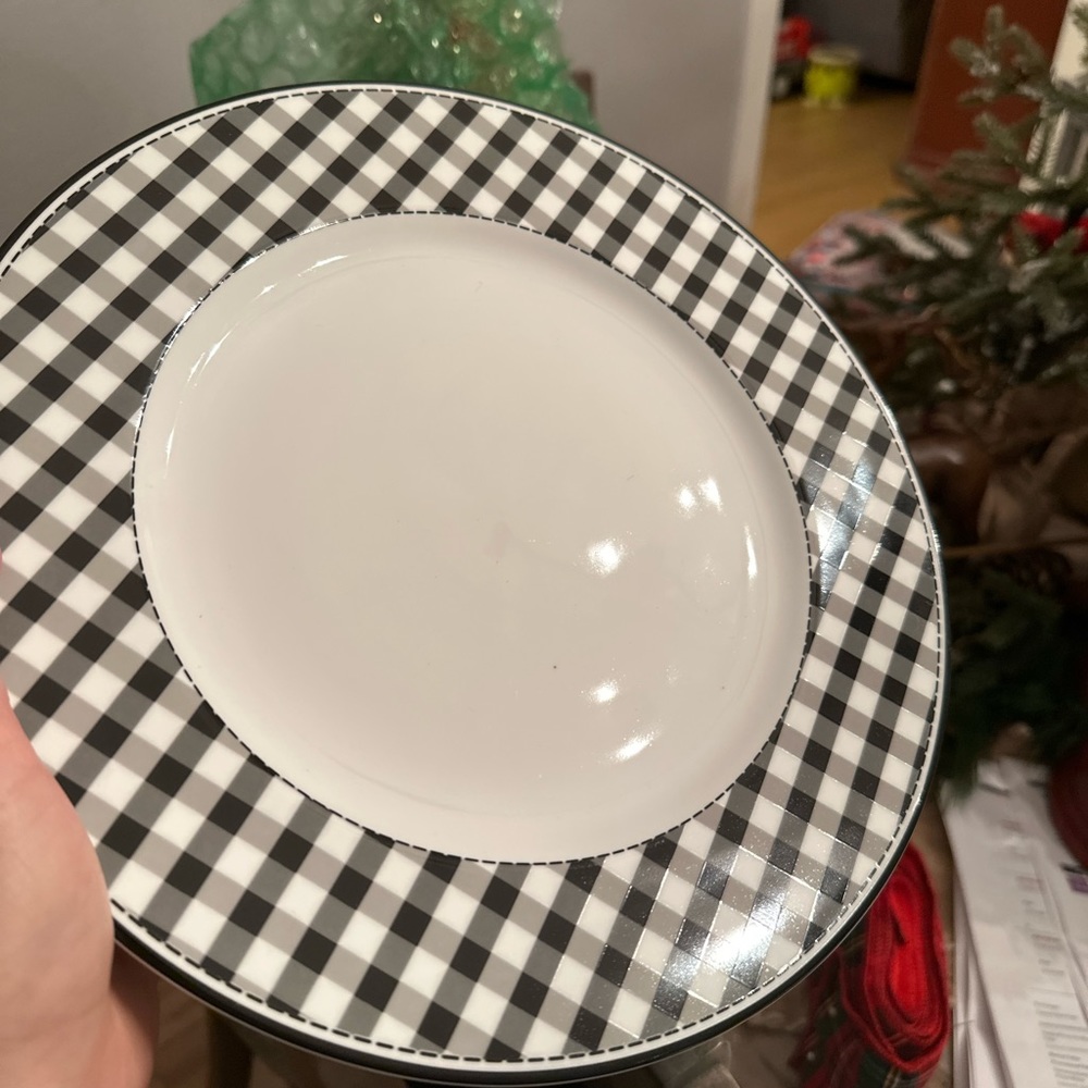 Totally Tikka Black and White Gingham Dinner Plates by Lenox